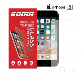 KOMA Ochranné tvrdené sklo pre iPhone 8, zaoblenie 2.5 D, tvrdosť 9H