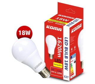 LED žiarovka KOMA E27 18W, 230V, 1620lm, 20000h, 6500K studená biela