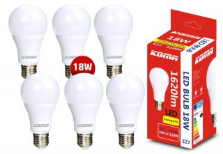 Sada 6ks LED žiaroviek KOMA E27 18W, 230V, 1620lm, 20000h, 6500K studená biela