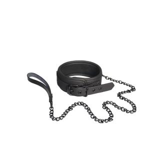 Blaze Luxury Fetish Collar and Leash obojok s vodítkom Black