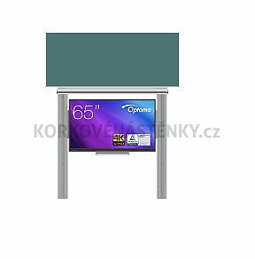 Interaktívna zostava s LCD panelmi (65&quot;) s prednou krycou tabuľou pre popis kridou na pylóne (240x100) - LCD PYL290 240-65OPT3651-ŠKOL