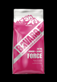 Krmivo BAVARO ADULT FORCE 28/16, pre psov s energetickou záťažou a mladé psy, bez sóje a cukru, 18kg