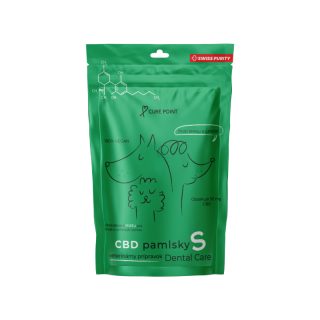 Pamlsky CBD DENTAL CARE - na zuby a trávenie, pre malé plemená, vegánske, 100g, S