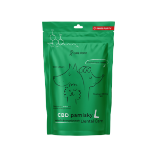 Pamlsky CBD DENTAL CARE - na zuby a trávenie, pre veľké plemená, vegánske, 100g, L