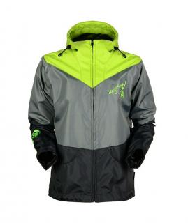 Vetrovka TECH s kapucňou, nepremokavá, softshell, čierna+limetková, M