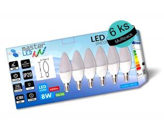 8W LED žiarovky 6ks,E147,6200K zimná biela