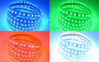 Farebný LED pás na 220V vodeodolný, RGB, SMD 5050, 60 LEDm