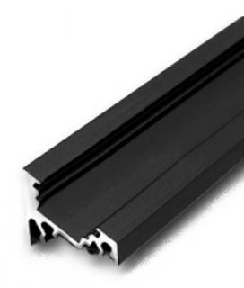 Hliníková lišta Corner Čierna pre LED pásik, s krytom Biela číra