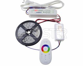 Ledstar kompletná sada 12m farebný RGB LED pásik, SMD5050, 30 Ledm 7,2Wm  dotykový RF ovládač  zdroj Mean Well 12V 100W,S12C