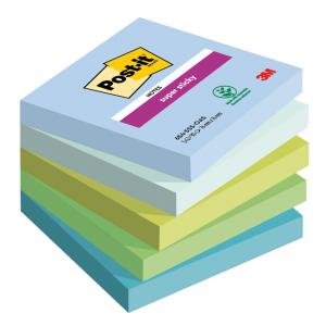 Bloček Post-it Super Sticky OASIS, veľkosť 76x76 mm, 5 bločkov po 90 lístkov