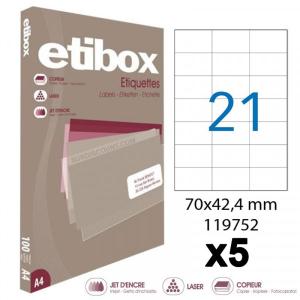 Etikety univerzálne 70x42,4mm Etibox A4 100 hárkov