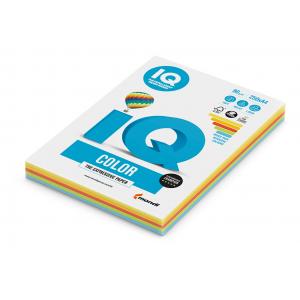 Farebný papier IQ color 5x50 mix intenzívne farby, A4, 80g