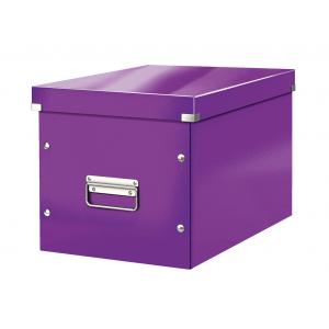 Štvorcová krabica Click  Store A4 metalická purpurová