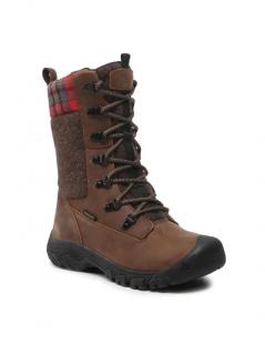 KEEN GRETA TALL BOOT WP DARK BROWN/RED PLAID Veľkosť: 5,5