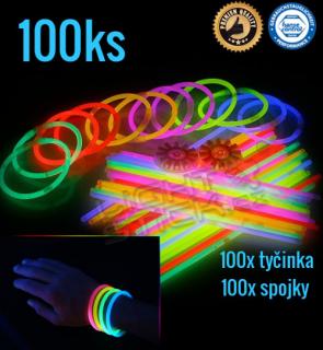 Svietiace náramky 100ks - Mix farieb