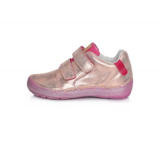 Dievčenské kožené prechodné BAREFOOT topánky-Metallic Pink  DDstep