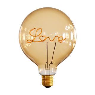 Dekoratívna retro žiarovka E27 G125 jantárová Love pre lampy 5W - stmievateľná Farebná teplota: 2000 K