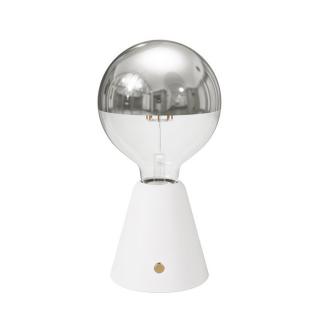 Stolná lampa na batérie Cabless01 so striebornou žiarovkou G125 1,3W Farba: biela