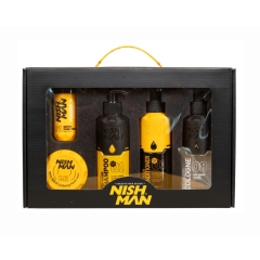 Nishman Yellow sada šampón 200 ml + kolínska voda 200 ml + kondicionér 200 ml + púder na vlasy 20g + matná pasta na vlasy 100 ml