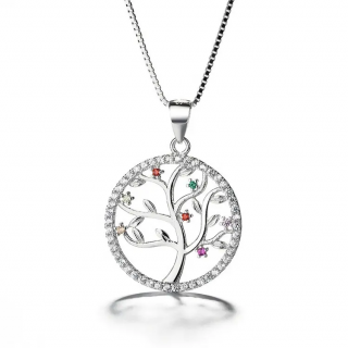 10266 Strieborný prívesok s retiazkou TREE OF LIFE farebné zirkóny  Ag925/1000; ≤3,29 g