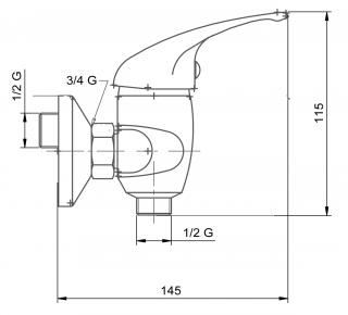 NOVASERVIS METALIA 55 Sprchová nástenná batéria 100 mm 55064 - biela-chróm-plná