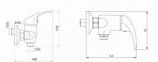 NOVASERVIS METALIA 55 Sprchová nástenná batéria 150 mm 55061 - chróm-otvor