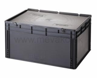 Plastová EURO prepravka 800x600x435 mm s vekom - ESD