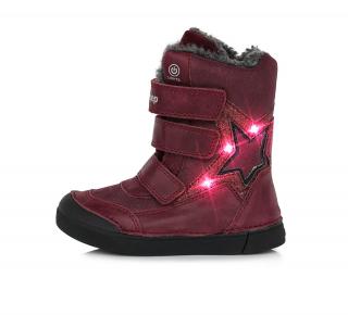 D.D.STEP 068 LIGHT dievčenské zimné topánky Raspberry Hviezda Veľkosť: 30