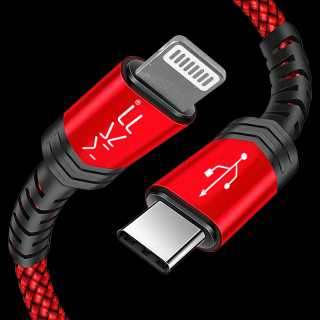 MKF USB12CL, USB-C/Lightning, 1,2 m, červený