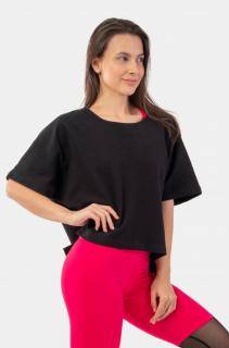 NEBBIA Voľné crop tričko The Minimalist z organickej bavlny 417 - Čierna - XS