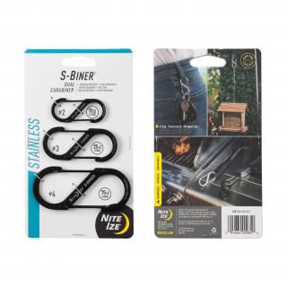 Nite Ize S-Biner Stainless Steel Oceľová obojstranná karabína veľkosť a farba: COMBO 3 pack čierná