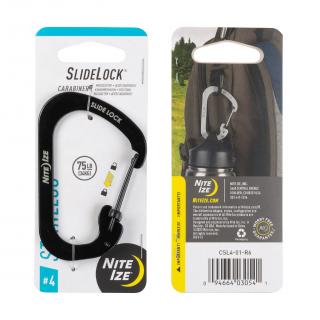 Nite Ize SlideLock Stainless Steel Oceľová karabína s bezpečnostnou poistkou veľkosť / farba: #04 čierná