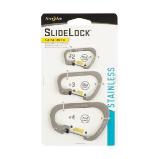 Nite Ize SlideLock Stainless Steel Oceľová karabína s bezpečnostnou poistkou veľkosť / farba: COMBO 3 pack nerez