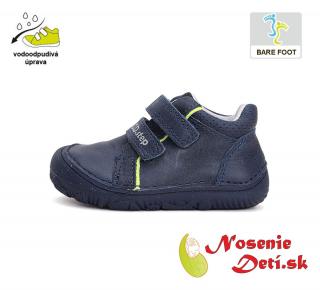 DD Step Chlapčenské barefoot kožené prechodné topánky D. D. Step Royal Blue 073-42466, Veľkosť obuvi 22