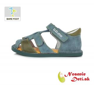 DD Step Chlapčenské barefoot sandále s pevnou pätou Modrošedé DD Step 076-382C, Veľkosť obuvi 20