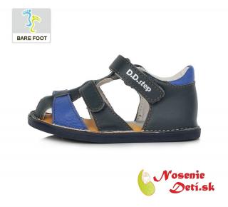 DD Step Chlapčenské barefoot sandále s pevnou pätou Tmavomodré DD Step 076-382D, Veľkosť obuvi 20