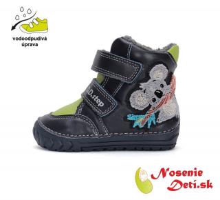 DD Step Chlapčenské zimné kožené topánky čižmy D.D. Step Royal Blue Koala W029-42498B, Veľkosť obuvi 20