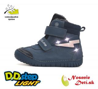 DD Step Chlapčenské zimné svietiace blikajúce topánky D.D. Step Royal Blue Blesk W050-42707B, Veľkosť obuvi 25