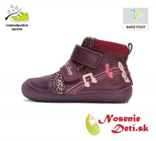 DD Step Dievčenské barefoot členkové prechodné topánky D.D. Step  Vínové 063-42517, Veľkosť obuvi 27