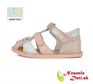 DD Step Dievčenské barefoot sandále s pevnou pätou Ružové DD Step 076-382B, Veľkosť obuvi 31