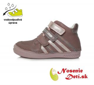 DD Step Dievčenské kožené členkové topánky DD Step Šedofialové Pink 040-316 , Veľkosť obuvi 26