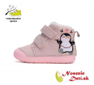 DD Step Dievčenské zimné topánky alternatíva barefoot D.D. Step Pink Tučniak W066-42268A, Veľkosť obuvi 20