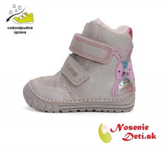 DD Step Dievčenské zimné topánky čižmy  D.D. Step Light Grey Zajačik W029-42392B, Veľkosť obuvi 20