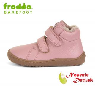 Froddo Dievčenské barefoot zimné kožené topánky Froddo Winter Furry Pink, Veľkosť obuvi 29