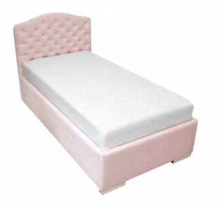 Caramella Baby Pink detská čalúnená posteľ Chesterfield ružová 200x90cm