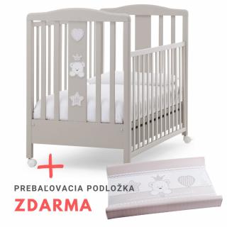 Italbaby detská postieľka so spúšťacím bokom Baby Re hnedá