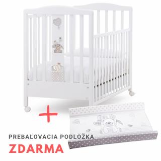 Italbaby detská postieľka so spúšťacím bokom Kuku biela