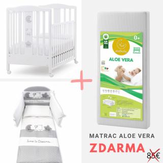 Italbaby postieľka Dream  s komplet výbavou biela + matrac ZDARMA