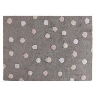 Lorena Canals prateľný koberec Tricolor Polka Dots Grey - Pink