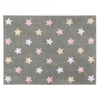 Lorena Canals prateľný koberec Tricolor Stars Grey - Pink